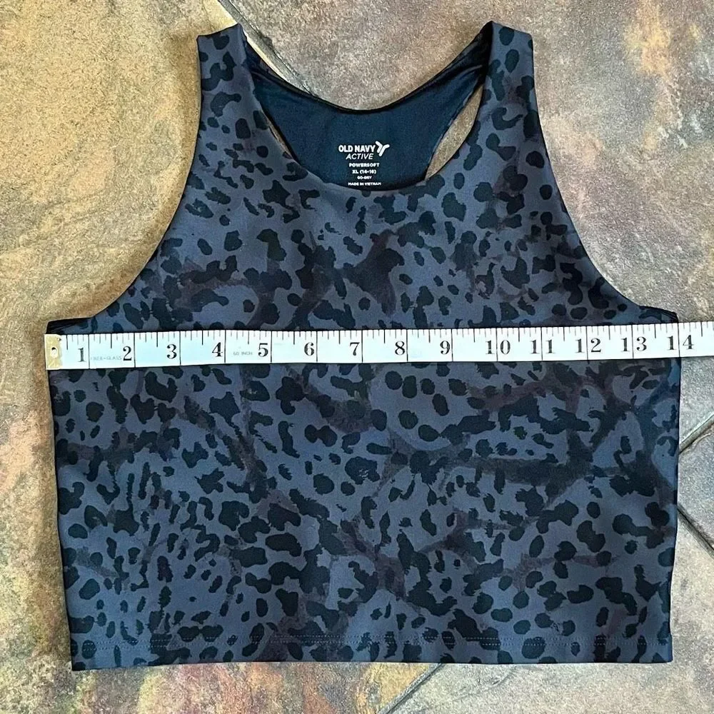 Old Navy Active Animal Print Leopard Cropped Powersoft Sports Bra XL
